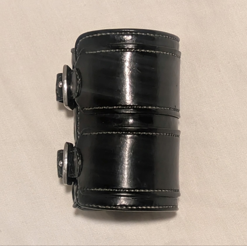 Black Leather Men's Cuff - Picture 2 of 10